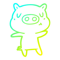 cold gradient line drawing cartoon content pig