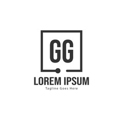 Initial GG logo template with modern frame. Minimalist GG letter logo vector illustration