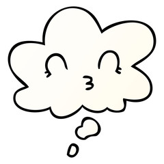 happy cartoon face and thought bubble in smooth gradient style