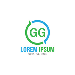 Initial GG logo template with modern frame. Minimalist GG letter logo vector illustration