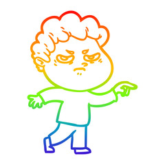 rainbow gradient line drawing cartoon angry man