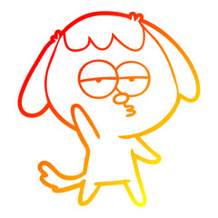 warm gradient line drawing cartoon bored dog