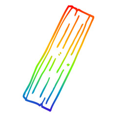 rainbow gradient line drawing cartoon plank of wood