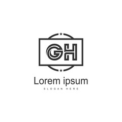Initial GH logo template with modern frame. Minimalist GH letter logo vector illustration