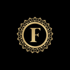 Luxury F letter logo design vector template