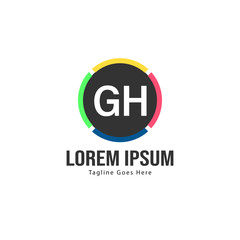 Initial GH logo template with modern frame. Minimalist GH letter logo vector illustration