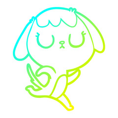 cold gradient line drawing cute cartoon dog