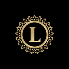 Luxury L letter logo design vector template