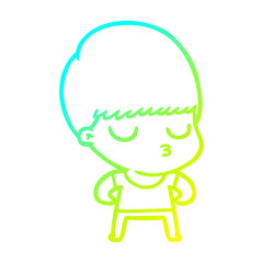 cold gradient line drawing cartoon calm boy