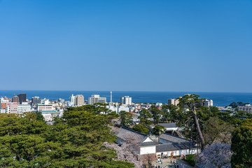小田原城から眺める春の街並み　撮影日2019/4/6