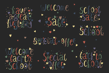 Welcome back to school sale lettering set, label kit for business