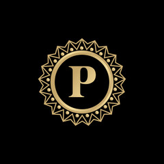 Luxury P letter logo design vector template