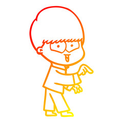 warm gradient line drawing cartoon happy boy