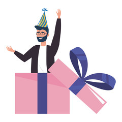 Man cartoon inside gift design