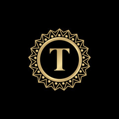 Luxury T letter logo design vector template
