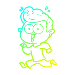 cold gradient line drawing cartoon staring man