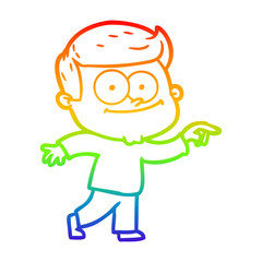 rainbow gradient line drawing cartoon happy man