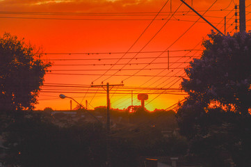 sunset in city