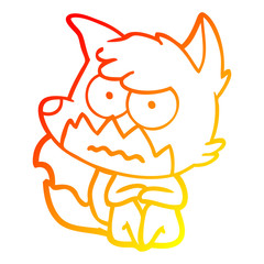 warm gradient line drawing cartoon annoyed fox