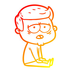 warm gradient line drawing cartoon tired man