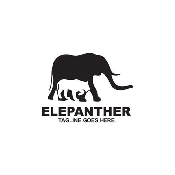 Elephant and panther logo design vector template