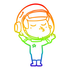 rainbow gradient line drawing cartoon confident astronaut