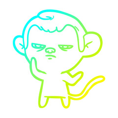 cold gradient line drawing cartoon monkey