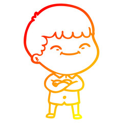 Obraz premium warm gradient line drawing cartoon happy boy
