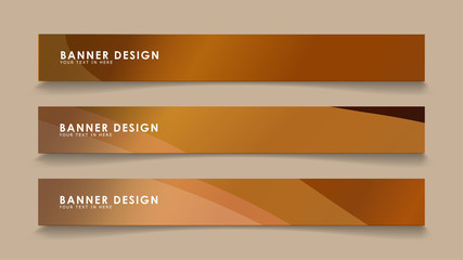 Design abstract banners with wave vectors and wood color gradients