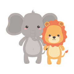 Lion and elephant cartoon design