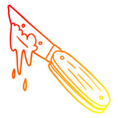 warm gradient line drawing cartoon bloody knife