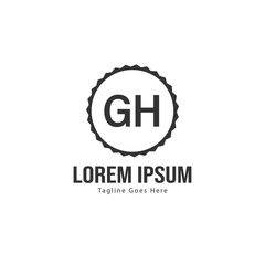 Initial GH logo template with modern frame. Minimalist GH letter logo vector illustration