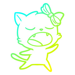 cold gradient line drawing cartoon singing cat