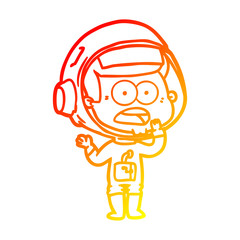 warm gradient line drawing cartoon surprised astronaut