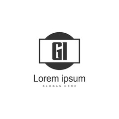 Initial GI logo template with modern frame. Minimalist GI letter logo vector illustration