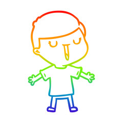 rainbow gradient line drawing cartoon happy boy