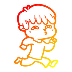 warm gradient line drawing cartoon man confused