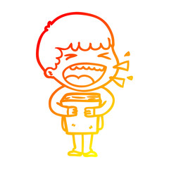 warm gradient line drawing cartoon laughing man