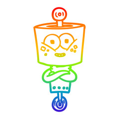 rainbow gradient line drawing happy cartoon robot