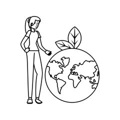 Isolated planet and avatar woman design