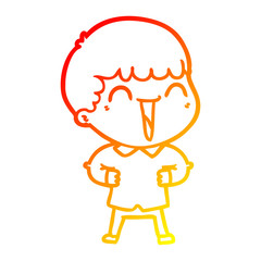 warm gradient line drawing cartoon happy man