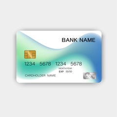 Realistic detailed credit cards. With inspiration from the abstract blue and black color on the gray background. Glossy plastic style. Vector illustration design EPS10
