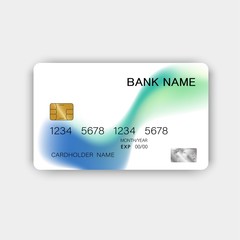 Realistic detailed credit cards. With inspiration from the abstract blue and black color on the gray background. Glossy plastic style. Vector illustration design EPS10