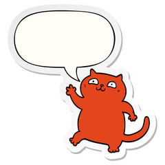 cartoon cat and speech bubble sticker