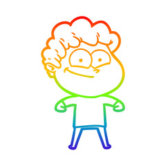 rainbow gradient line drawing cartoon happy man