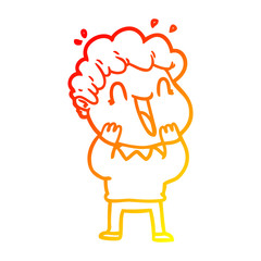 warm gradient line drawing cartoon happy man