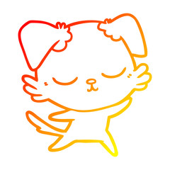 warm gradient line drawing cute cartoon dog