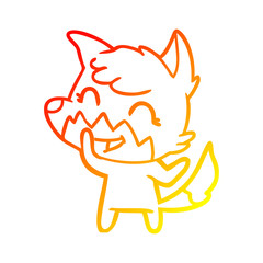 warm gradient line drawing happy cartoon fox
