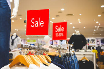 Sale mock up advertise display at clothes line.