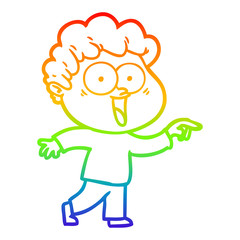 rainbow gradient line drawing cartoon happy man
